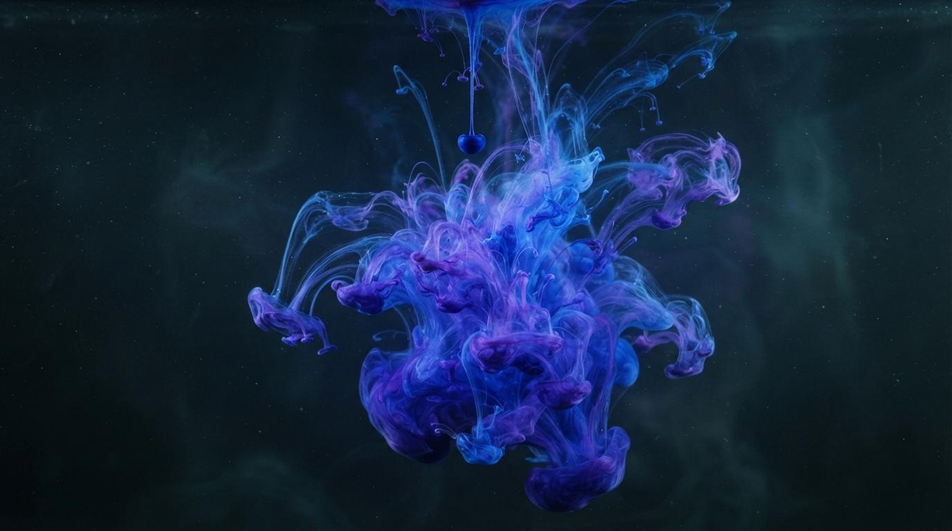 Slow-motion ink bloom in water, macro, 4K