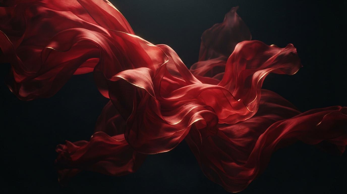 Fashion film loop: silk fabric in zero gravity